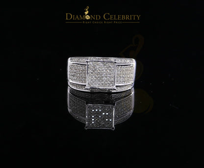 DiamondCelebritees 0.33 CT Real Diamond 925 Sterling White Silver Shine Womens Square Ring Size 7