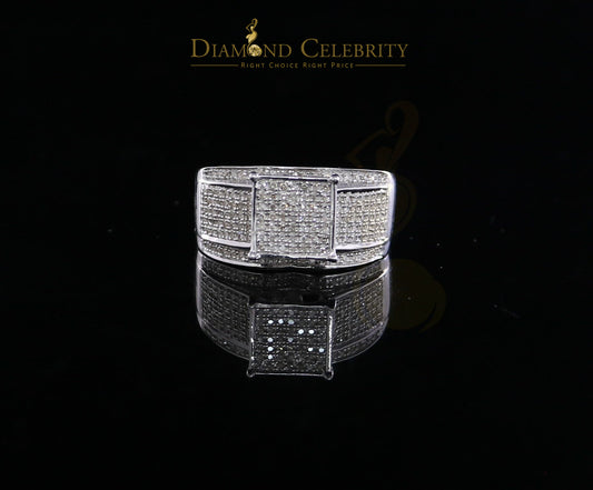 DiamondCelebritees 0.33 CT Real Diamond 925 Sterling White Silver Shine Womens Square Ring Size 7