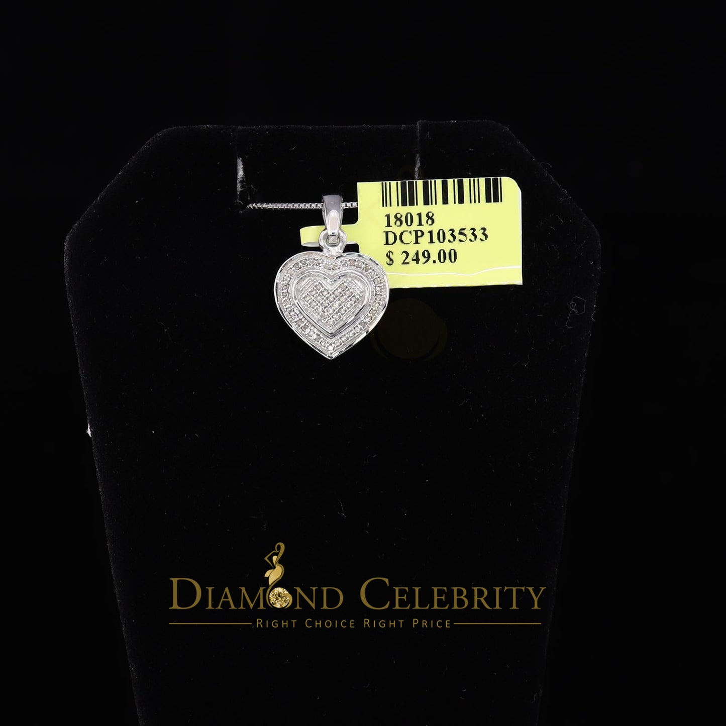 DiamondCelebritees  Real 0.25ct Diamond 925 Sterling Silver HEART Charm Necklace Pendant in White