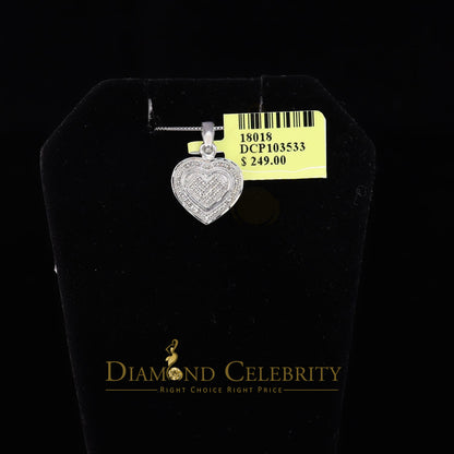 DiamondCelebritees  Real 0.25ct Diamond 925 Sterling Silver HEART Charm Necklace Pendant in White