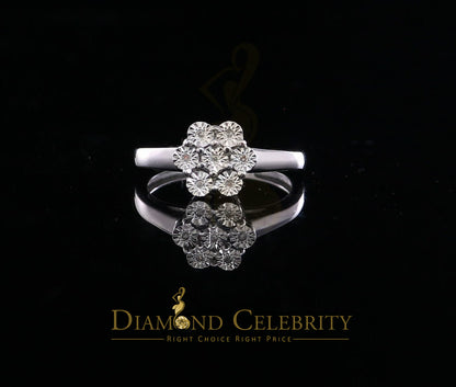 DiamondCelebritees 0.05 CT Real Diamond 925 Sterling Silver White Luxury Womens Floral Ring Size 7