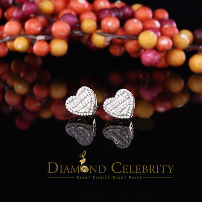 DiamondCelebritees  925 Yellow Sterling Silver 1.48ct Cubic Zirconia Men's & Women's Heart Earrings