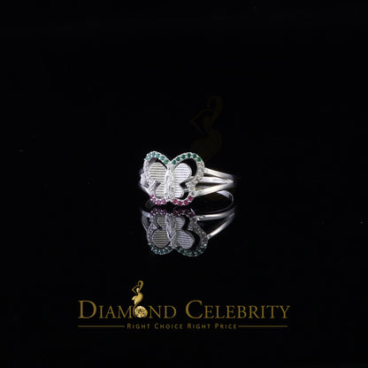 DiamondCelebritees Religious White Butterfly 925 Silver CZ Multi Stone Mother Mary Women Ring SZ10
