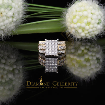 DiamondCelebritees 3.80ct Yellow 925 Silver Cinderella Cubic Zirconia Womens Engagement Ring Size 8