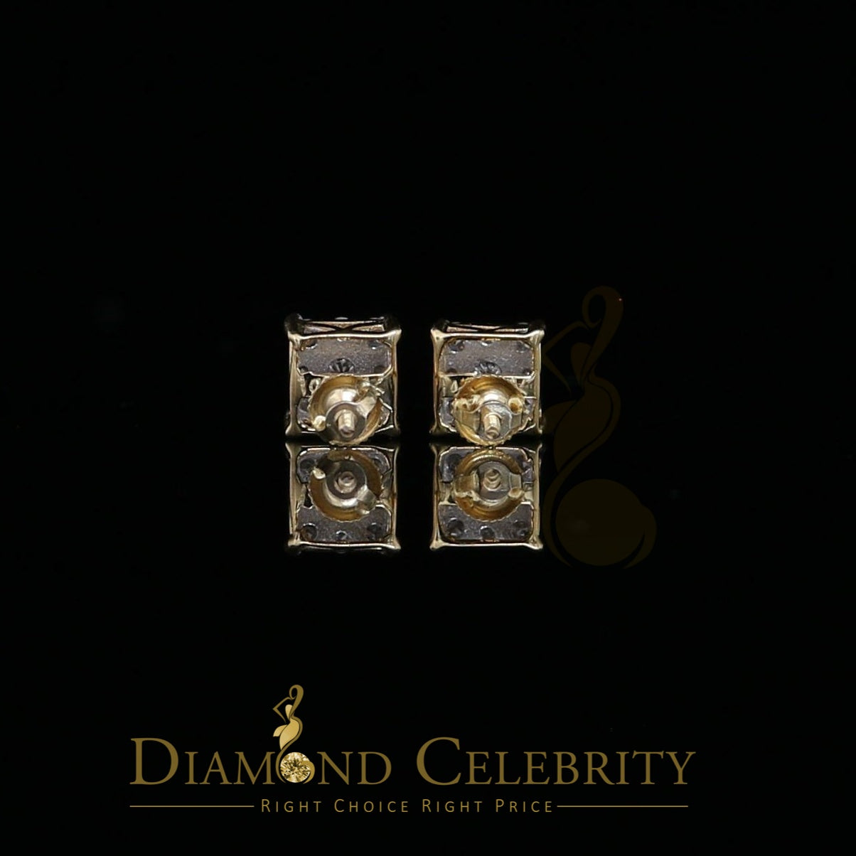 DiamondCelebritees 10K Real Yellow Gold Real Diamond 0.75CT Men's/Women's Stud Square Earring