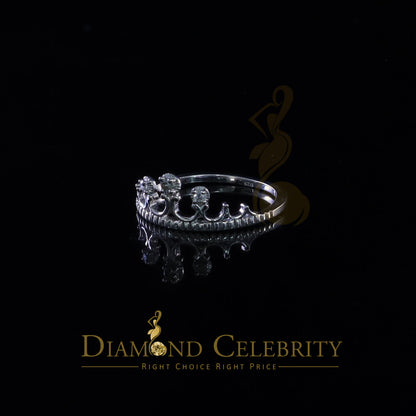 DiamondCelebritees 925 Silver White 0.10ct Cubic Zirconia Crown Sets Engangement Womens Ring Size 7
