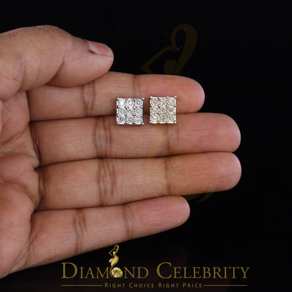 DiamondCelebritees 0.15ct Diamond Hip Hop Women's & Men's Stud Earrings 925 White Sterling Silver