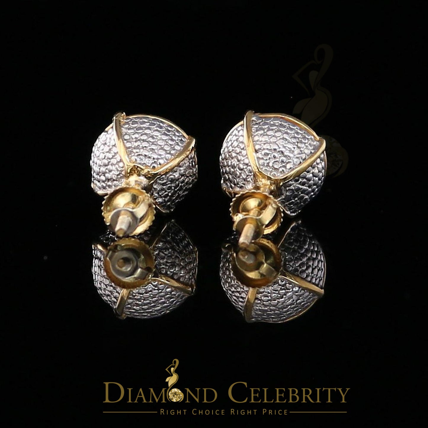 DiamondCelebritees 925 Sterling Silver 0.30ct Real Diamond For Women's/ Men's Yellow Round Earrings