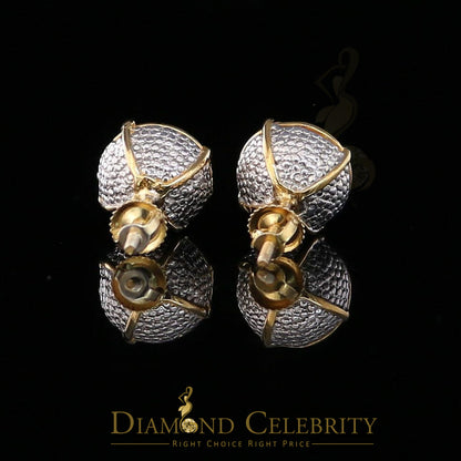 DiamondCelebritees 925 Sterling Silver 0.30ct Real Diamond For Women's/ Men's Yellow Round Earrings