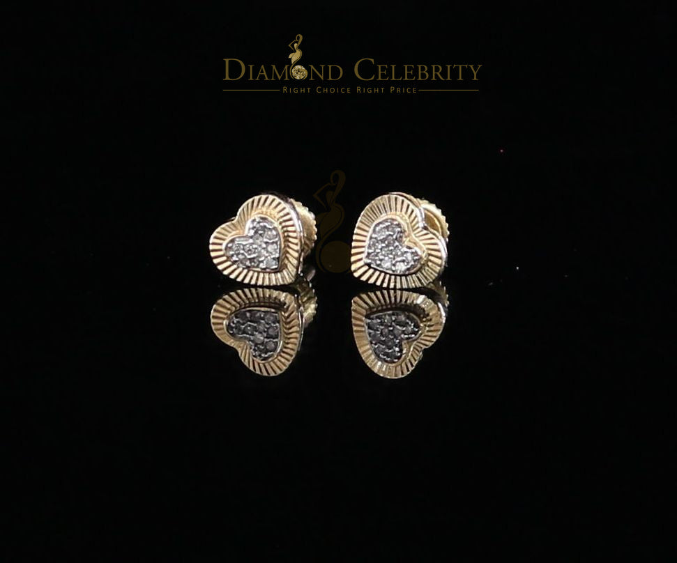 DiamondCelebritees 10K Real Yellow Gold with 0.05CT Real Diamonds Men's/Women's stud Heart Earrings