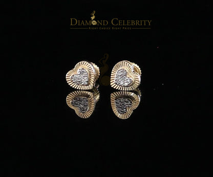 DiamondCelebritees 10K Real Yellow Gold with 0.05CT Real Diamonds Men's/Women's stud Heart Earrings