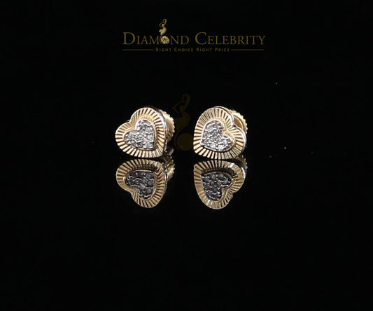 DiamondCelebritees 10K Real Yellow Gold with 0.05CT Real Diamonds Men's/Women's stud Heart Earrings