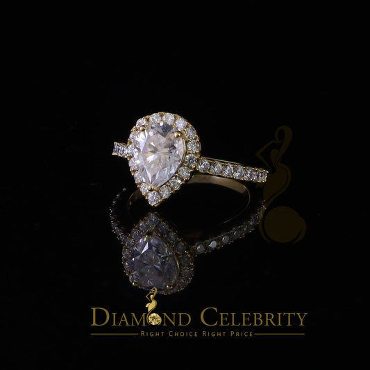 King Of Blings  10K Yellow Gold 2.50CT 'VVS' 'FL' D clr Pear Cut Moissonite Womens Ring Size 7