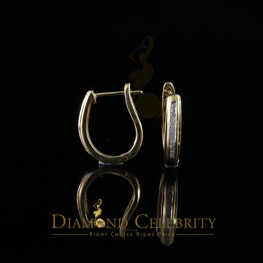 DiamondCelebritees 0.33ct Diamond 925 Sterling Silver Yellow Hoop Stud Earrings For Men's / Women's