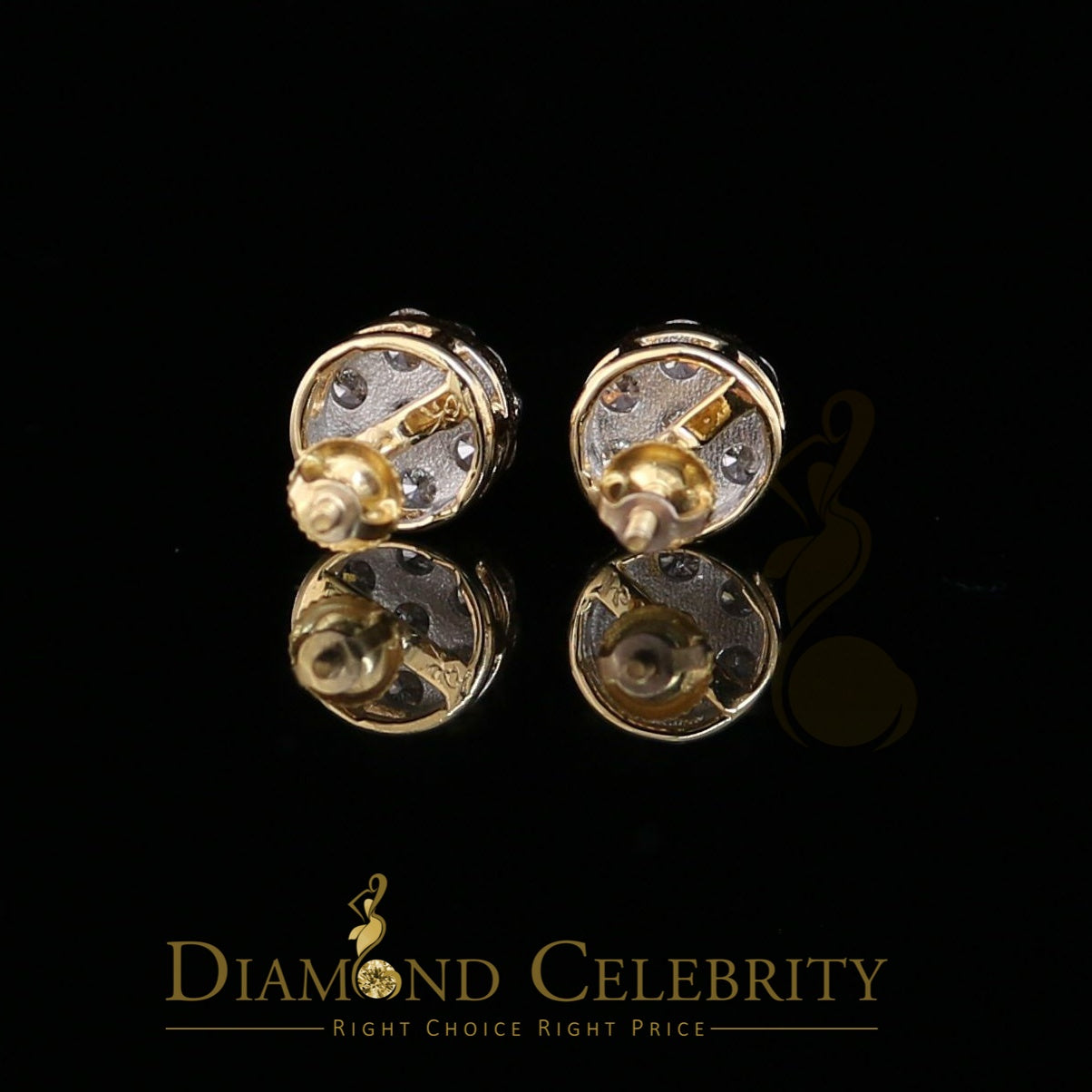 DiamondCelebritees 1.25CT Real Diamond with 10K Real Yellow Gold Men's/Women's Stud Earrings