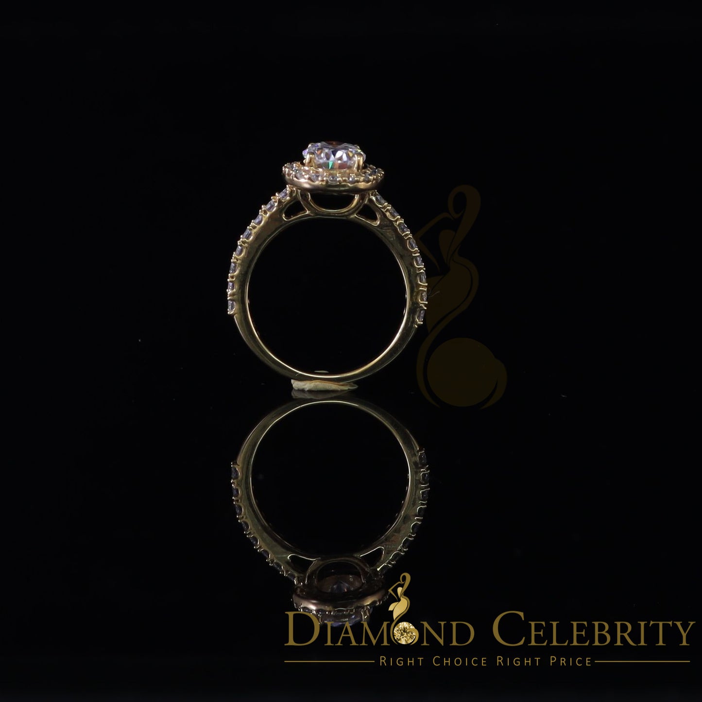 King Of Blings  10K Yellow Gold 3.00CT 'VVS' 'FL' D clr Oval Cut Moissonite Womens Ring S/7