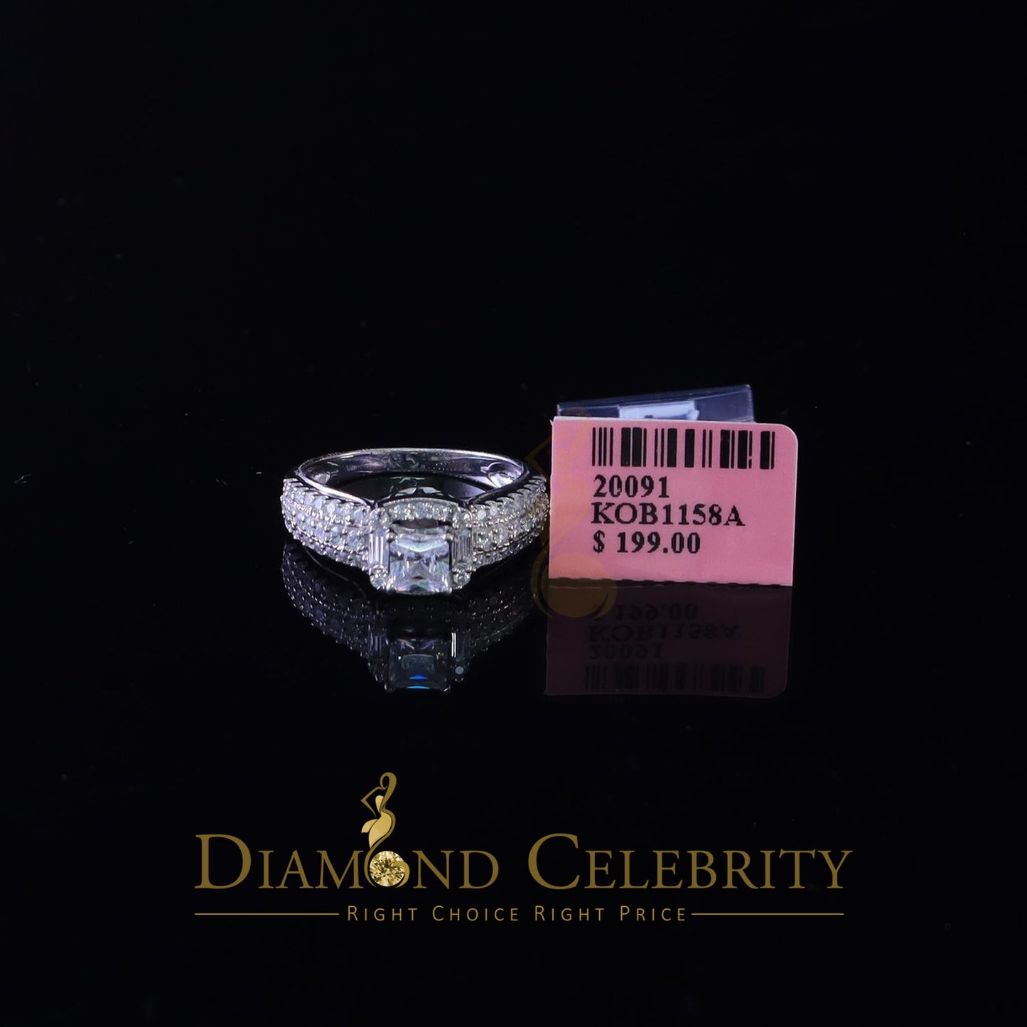 DiamondCelebritees 925 Sterling White Silver 2.50ct Cubic Zirconia Square Wedding Women's Ring SZ 7