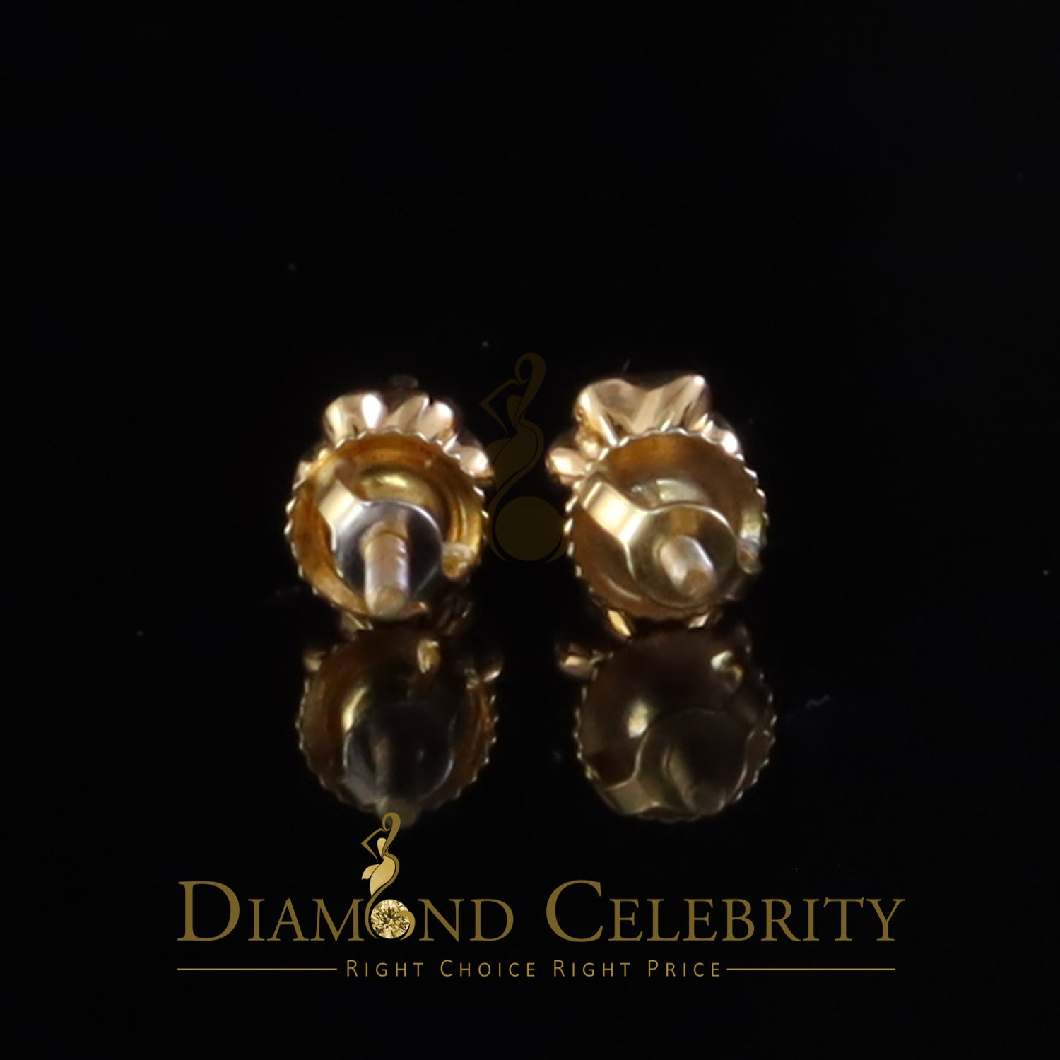 DiamondCelebritees  0.10ct Silver Cubic Zirconia European cut Yellow Buttercup Stud Earings Women's