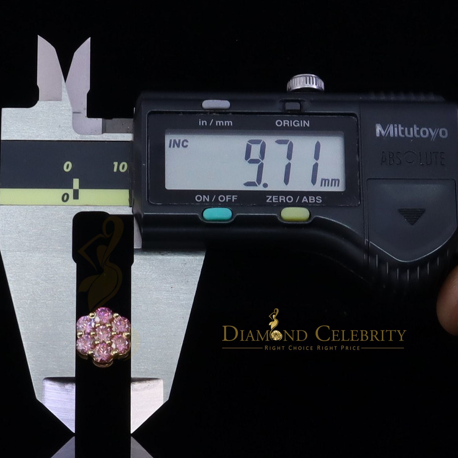 DiamondCelebritees Mens/Women's 925 Silver Yellow 2.25ct VVS D Pink Moissanite Floral Stud Earrings