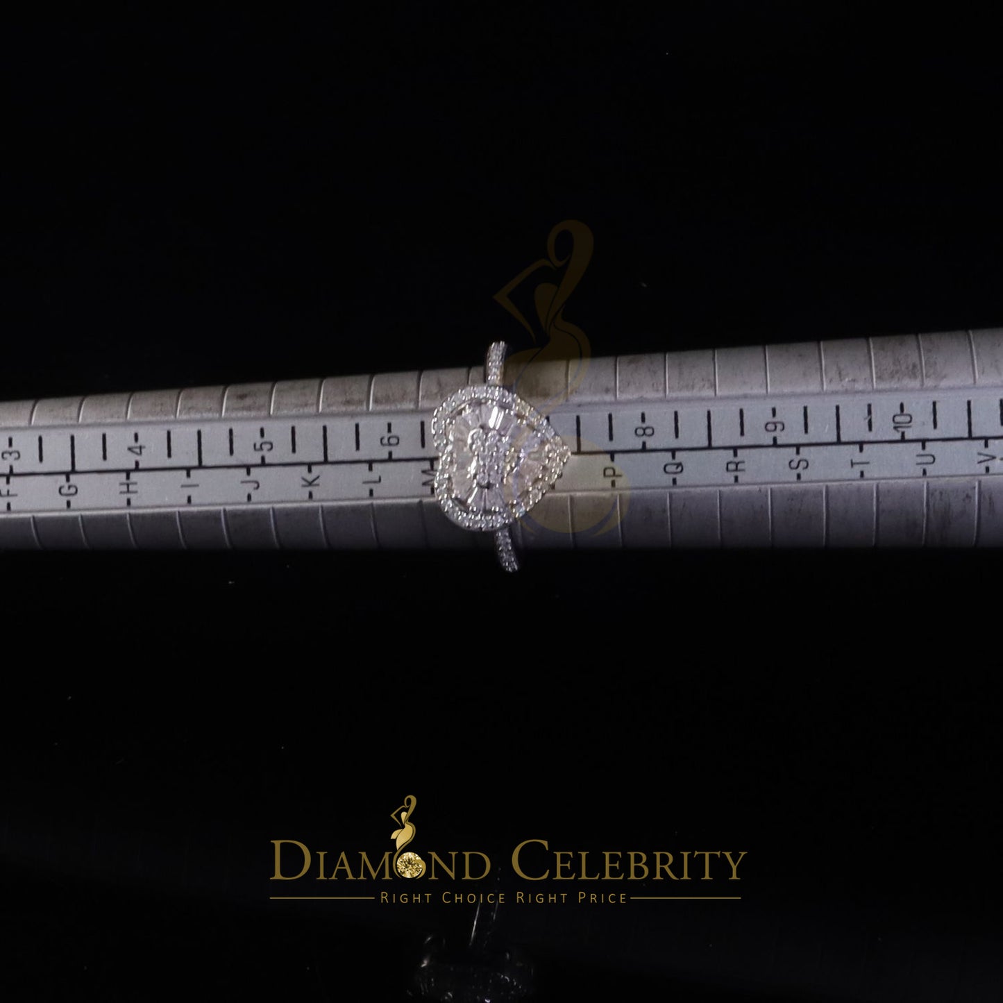 DiamondCelebritees Womens Heart 925 White Silver 1.00ct VVS 'D' Baguette Moissanite Ring Size 7