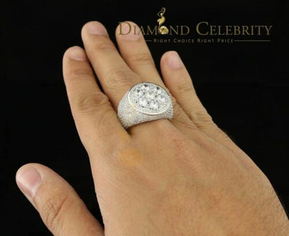 DiamondCelebritees Men's 12.5ct Cubic Zirconia white Silver Round Adjustable Ring From SZ 11 to13