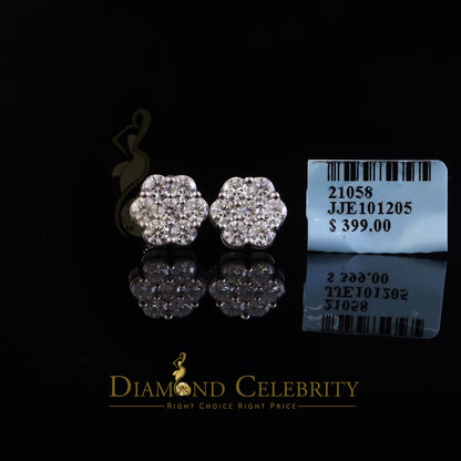 Diamondcelebritees New Men's/Womens 925 Silver White 2.25ct VVS 'D' Moissanite Flower Stud Earrings