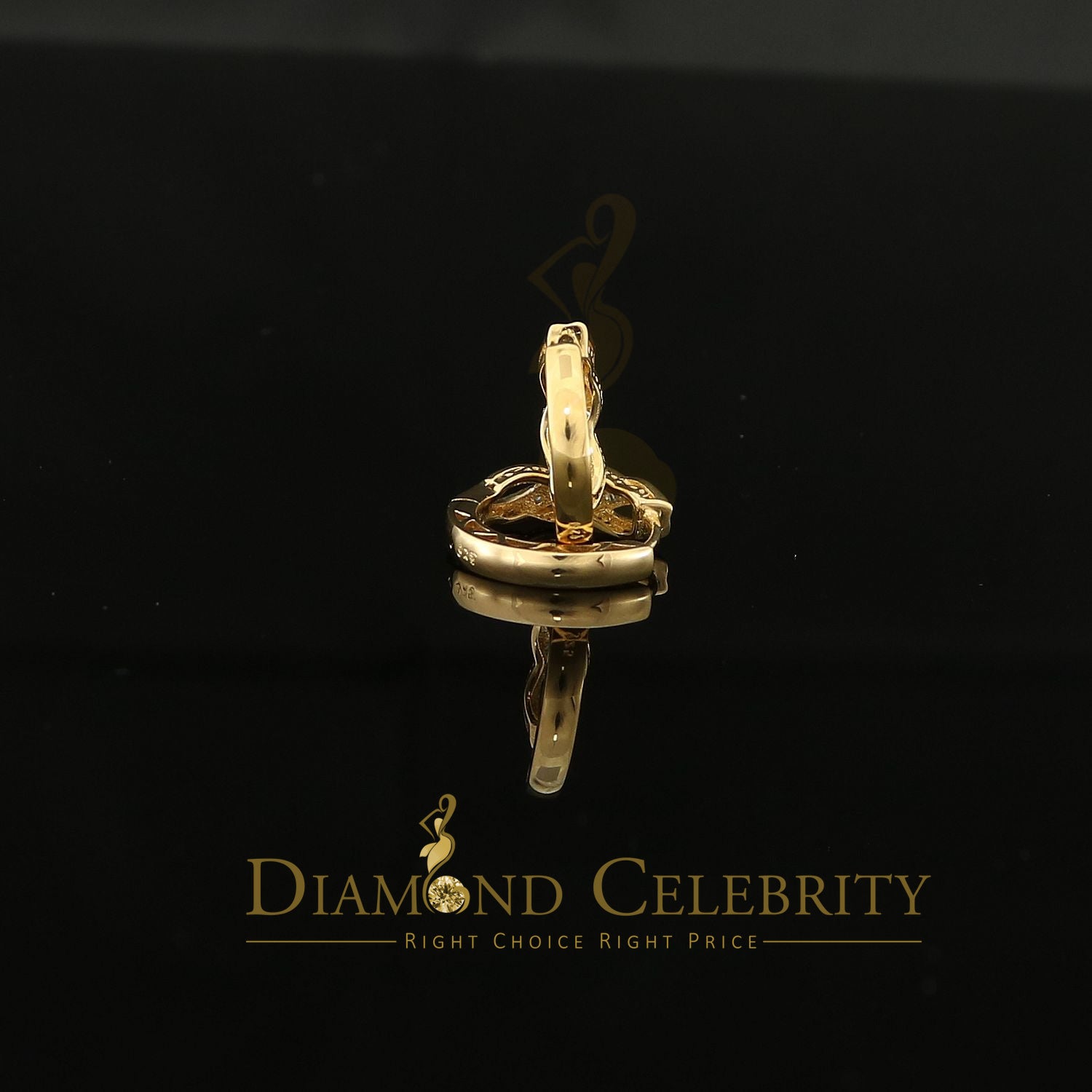 0.10ct Diamond 925 Sterling Silver Yellow Hoop Hola Stud Earring For Men / Women