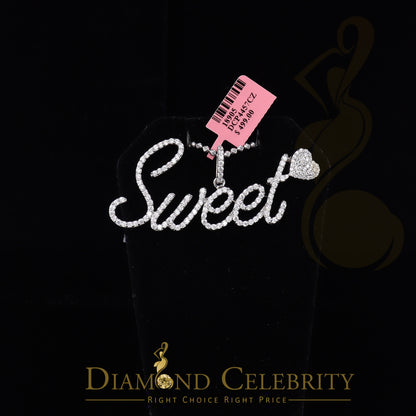 DiamondCelebritees White 925 Fancy Sterling Silver Sweet Tiny Heart Pendant 4.26ct Cubic Zirconia