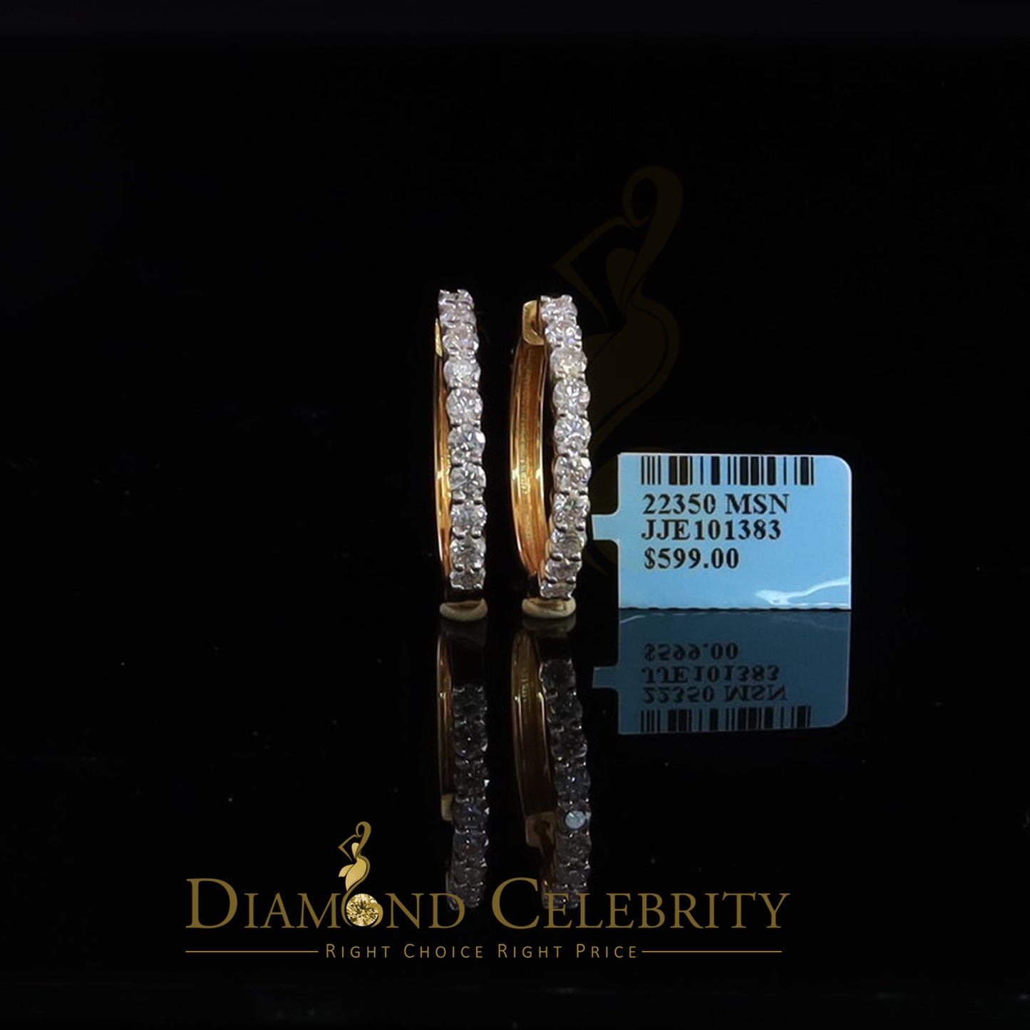 DiamondCelebritees 2.00ct Moissanite Yellow 925 Sterling Silver Women's Hoop Earrings