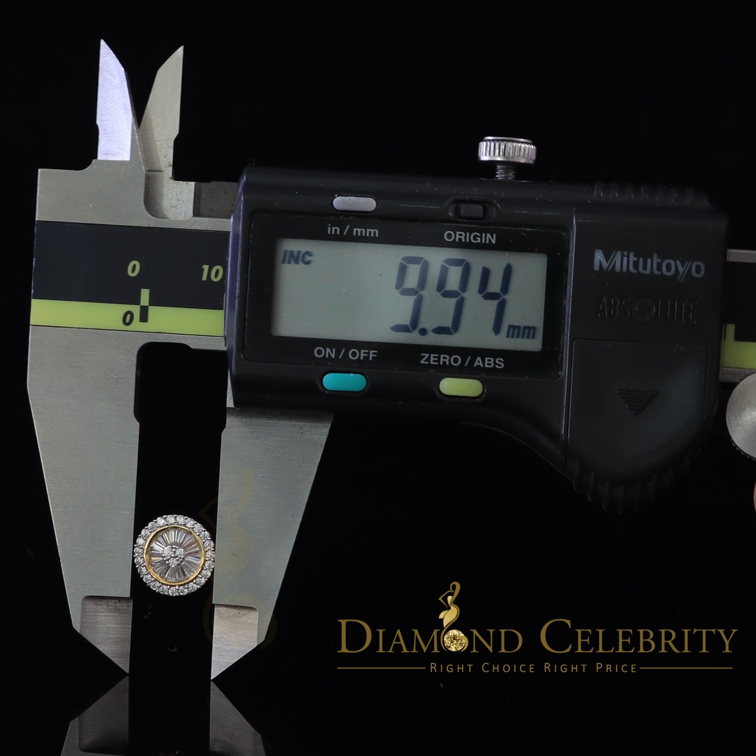 DiamondCelebritees  0.52ct Cubic Zirconia 925 Yellow Silver Women's & Men's Hip Hop Round Earrings