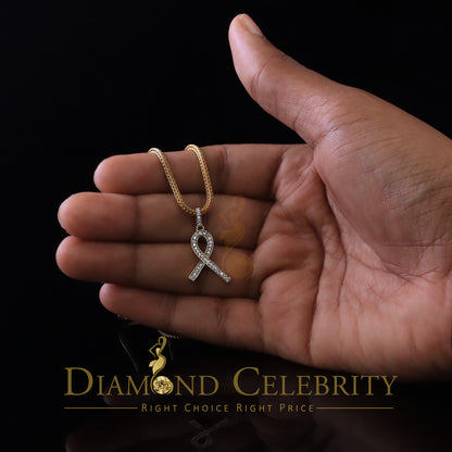 DiamondCelebritees 925 Sterling Silver Fashion Ribbon Shape Pendant Yellow 0.26ct Cubic Zirconia