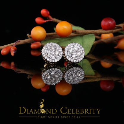 DiamondCelebritees Real Diamond 1.25CT 10K Real Yellow Gold Men's/Women's Stud Round Earring