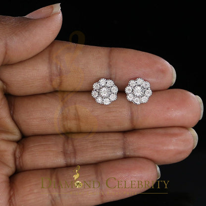 DiamondCelebritees 0.07 ct Diamond 925 Sterling Silver White Floral Earrings For Men's & Women's