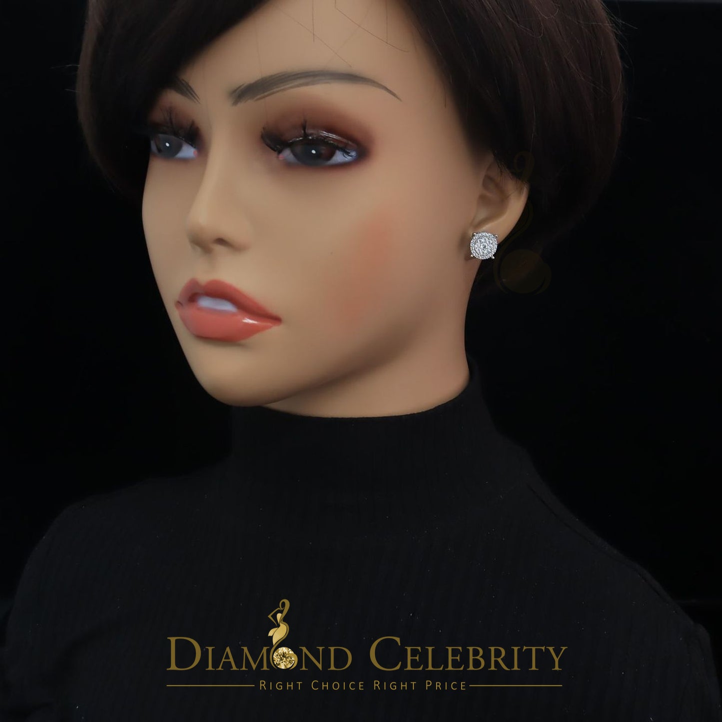 DiamondCelebritees  1.96ct Cubic Zirconia Aretes Para Hombre 925 White Silver Women's Round Earring