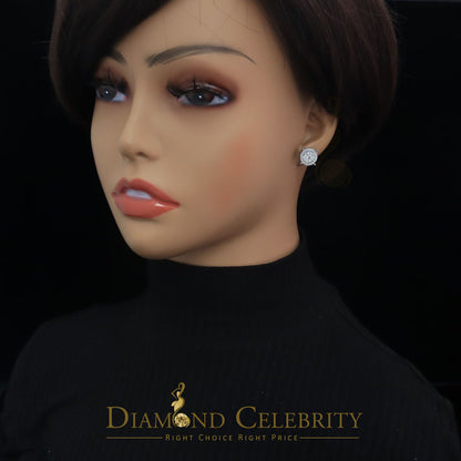 DiamondCelebritees  1.96ct Cubic Zirconia Aretes Para Hombre 925 White Silver Women's Round Earring