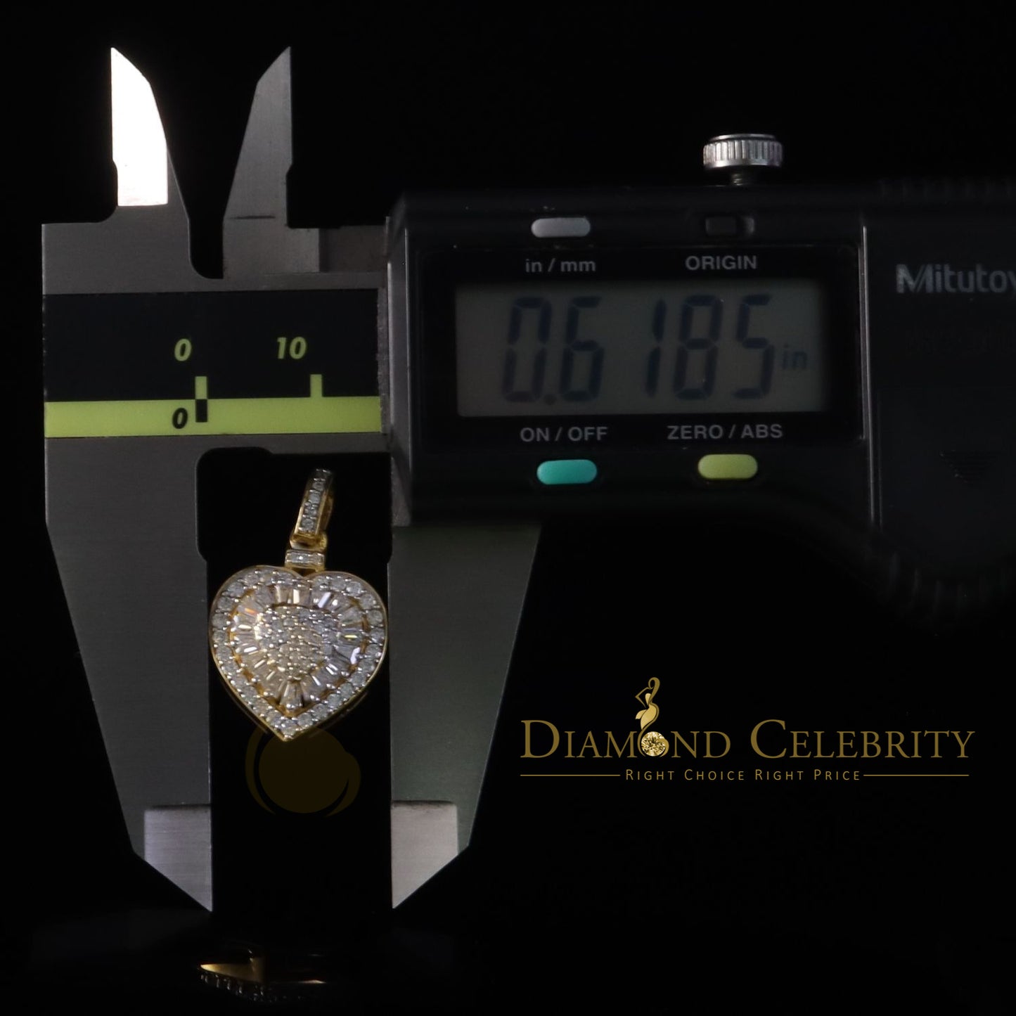 Diamondcelebritees Moissanite Women's Heart Pendant Bagutte & Rd 925 Yellow Silver 1.00ct VVS D