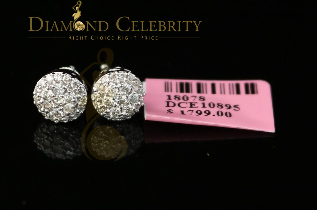DiamondCelebritees 10K Real White Gold Real Diamond 0.55CT Men's/Women's Stud Round Earring