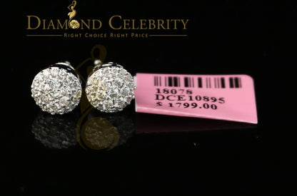 DiamondCelebritees 10K Real White Gold Real Diamond 0.55CT Men's/Women's Stud Round Earring