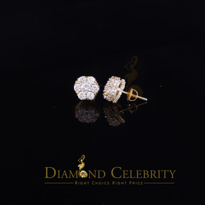 DiamondCelebritees  1.50ct Cubic Zirconia Sterling Yellow Silver For Men's / Women's Round Earring