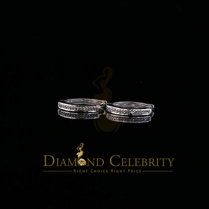 DiamondCelebritees 0.10ct Diamond 925 Sterling Silver White Hoop Stud Earrings For Men's / Women's