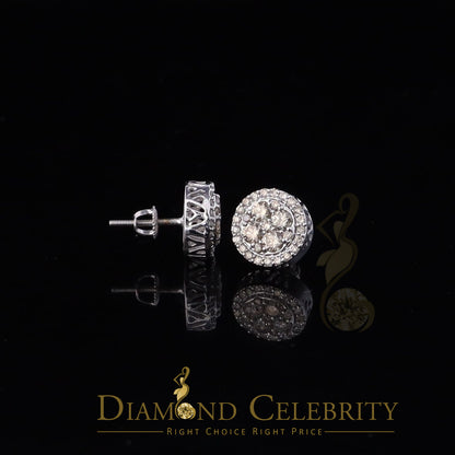 DiamondCelebritees 10K Real White Gold Real Diamond 1.25CT Men's/Women's Stud Round Earring