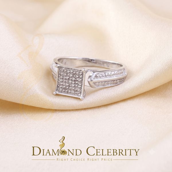 DiamondCelebritees 0.12CT Real Diamond 925 White Silver Engagement Womens promise Ring Sz 7