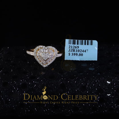 DiamondCelebritees Moissanite 925 Yellow Silver 1.00ct VVS 'D' Baguette Heart Rings Women's Size 7