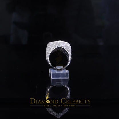 DiamondCelebritees Sterling Men's 925 White Silver 5.00ct VVS 'D' Moissanite Heart Ring Size 8