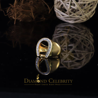 DiamondCelebritees 925 Sterling Yellow Silver Cubic Zirconia 0.26ct Horsehoe Womens Ring Size 7