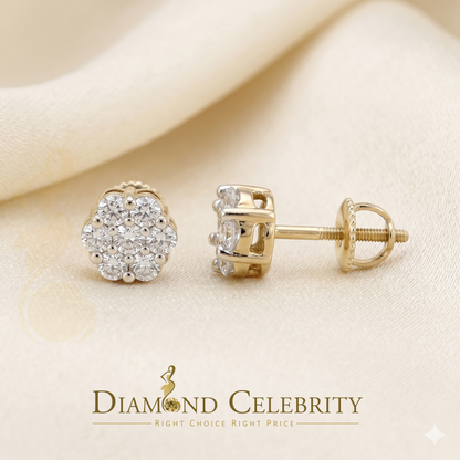 DiamondCelebritees  925 Yellow Silver 0.76ct Cubic Zirconia Women's & Men's Hip Hop Flower Earrings