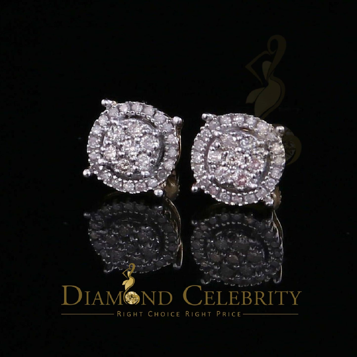DiamondCelebritees 925 Sterling Silver 0.35 ct Diamond for Women's/Men's Yellow Stud Round Earrings