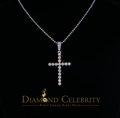 DiamondCelebritees  Real 0.66ct Diamond Sterling Silver CROSS Charm Necklace Fashion Pendant White