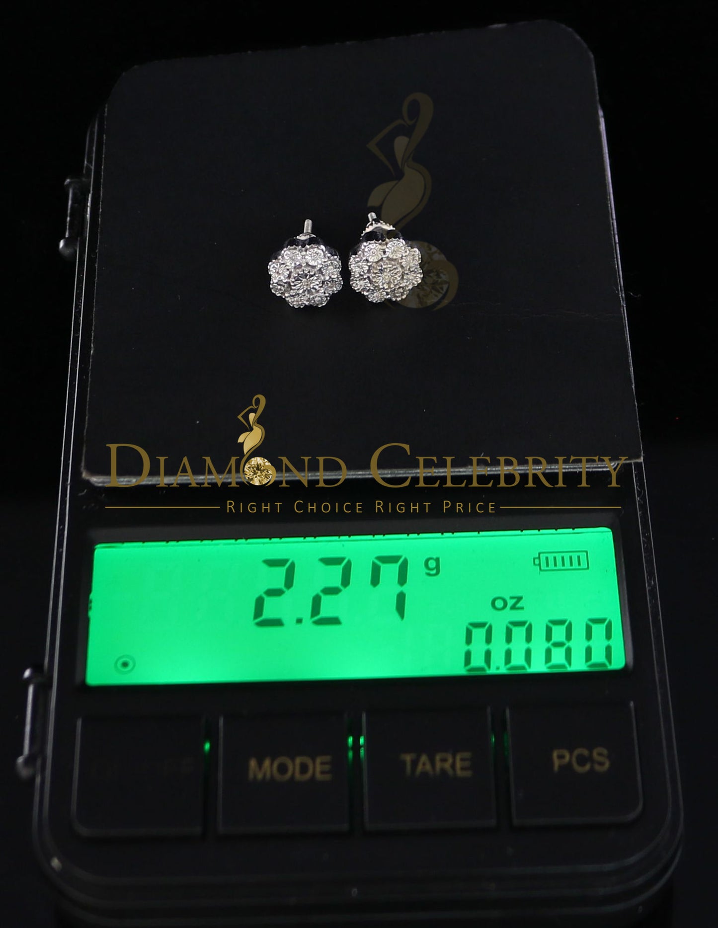 DiamondCelebritees 0.10ct Diamond 925 Sterling Silver White Floral Earrings For Men's & Women's