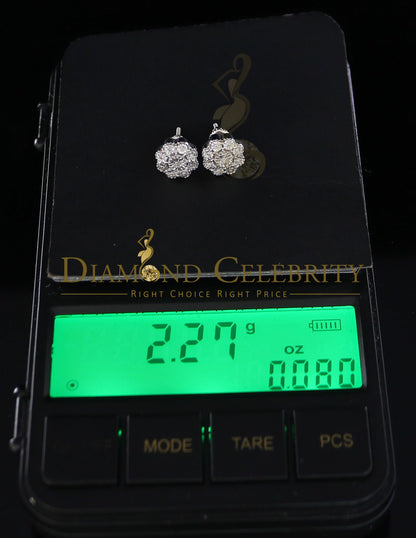 DiamondCelebritees 0.10ct Diamond 925 Sterling Silver White Floral Earrings For Men's & Women's